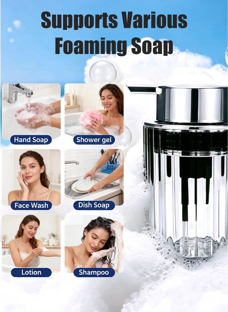 Foaming Soap Dispenser, Clear Acrylic Hand Soap Dispenser Refillable, 300ml Dispenser Pump Lotion Foaming Bottle with Sliver Pump for Bathroom Vanities Kitchen - Image 4