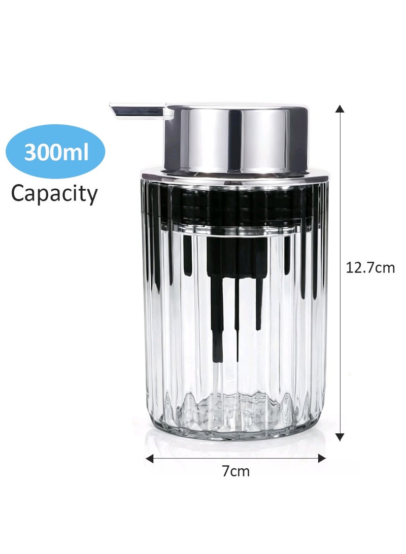 Foaming Soap Dispenser, Clear Acrylic Hand Soap Dispenser Refillable, 300ml Dispenser Pump Lotion Foaming Bottle with Sliver Pump for Bathroom Vanities Kitchen - Image 3