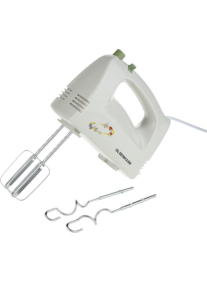 أولسنمارك خلاط يدوي بخمس سرعات للتحكم ومضرب مطلي بالكروم وخطافات للعجين ووظيفة القذف ومحرك قوي بقوة 160 وات ومادة ABS خفيفة الوزن - Image 2