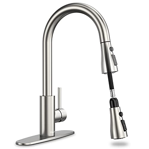 Ifaucet Kitchen Faucets, Kitchen Faucet with Pull Down Sprayer, High Arc Single Handle Kitchen Sink Faucet with Water Lines, Brushed Nickel Kitchen Faucet with Sprayer, RV Sink faucets - Image 1