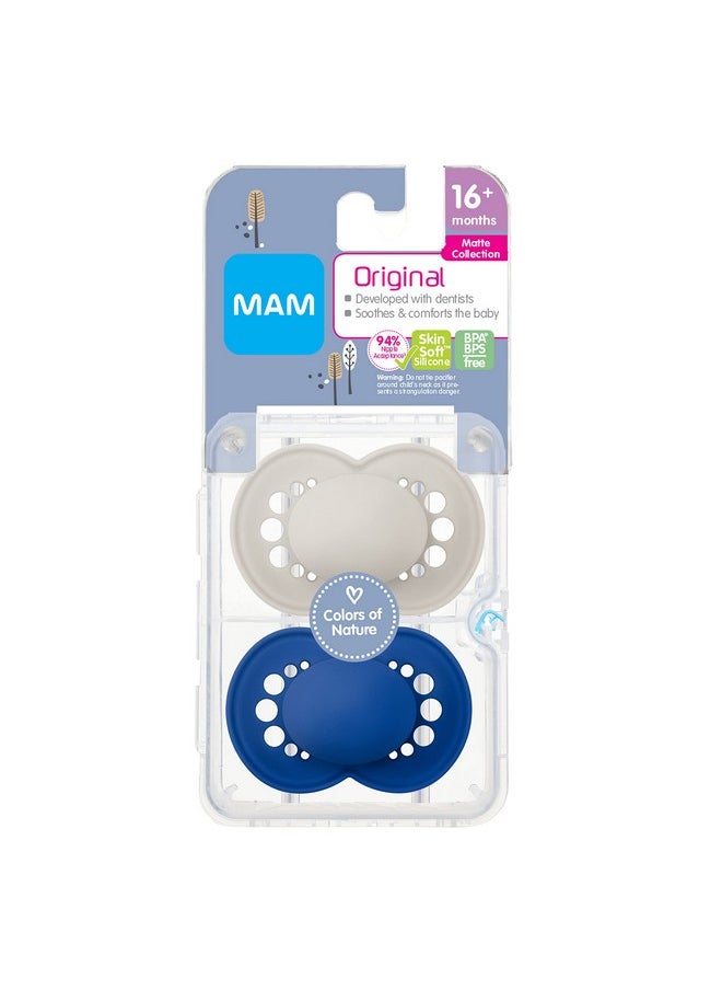 MAM Original Matte Baby Pacifier Nipple Shape Helps Promote Healthy Oral Development Sterilizer Case Unisex 16+ 2 Count (Pack Of 1)  - Image 2