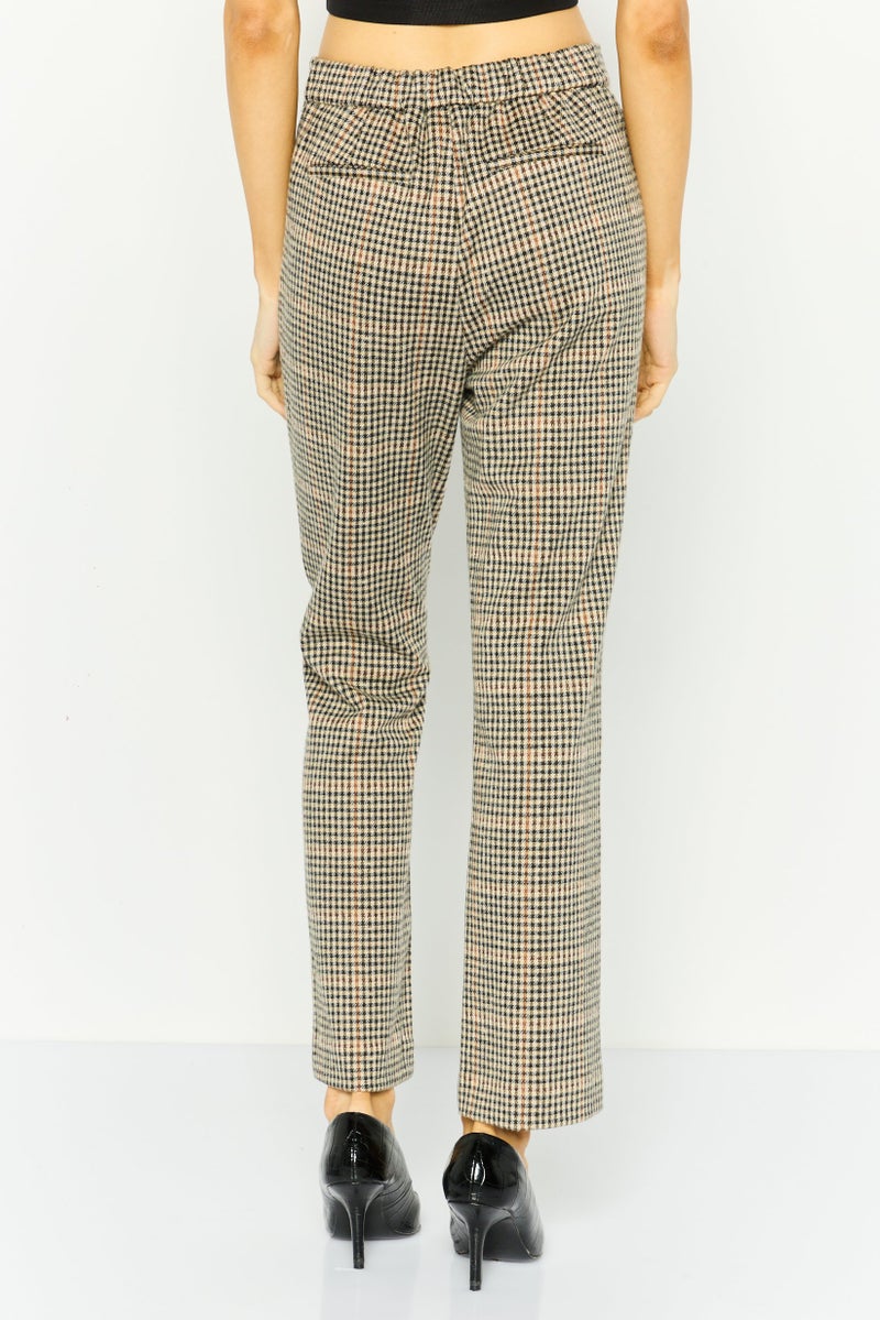 DEX Women Regular Fit Plaid Straight Leg Pant, Brown Combo  - Image 2