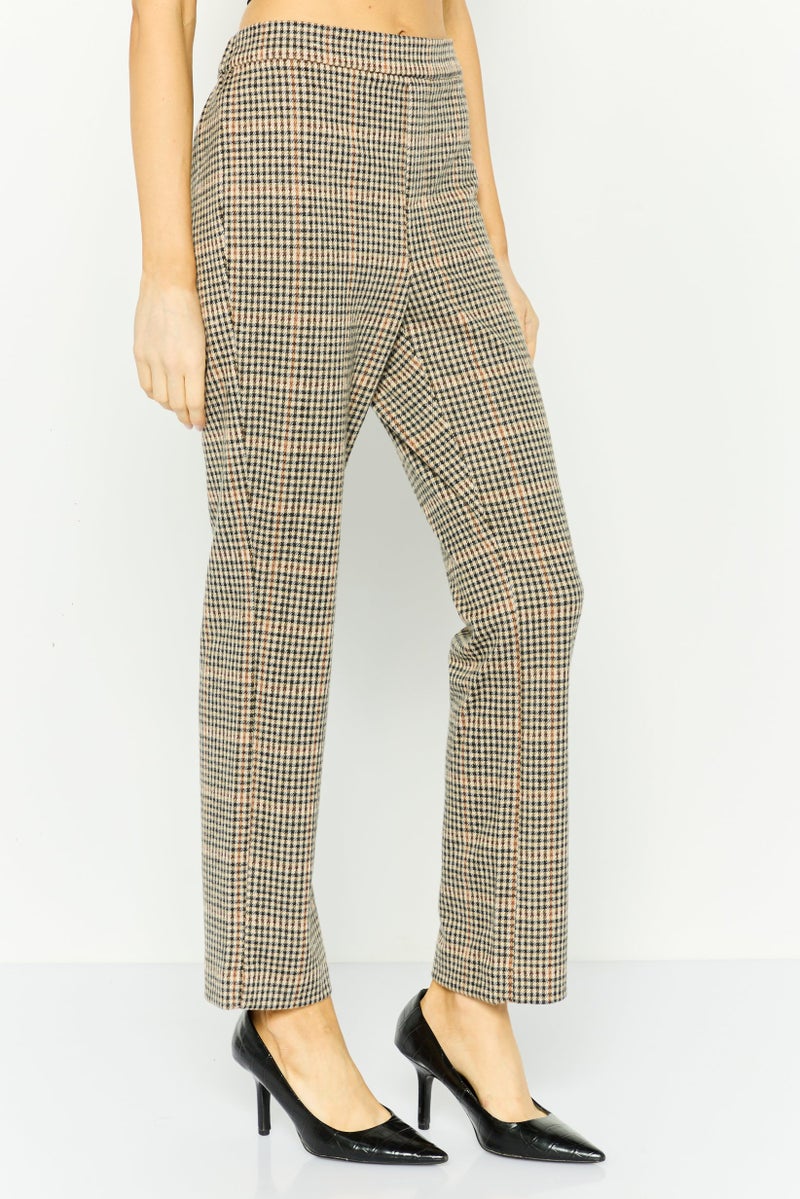 DEX Women Regular Fit Plaid Straight Leg Pant, Brown Combo  - Image 3