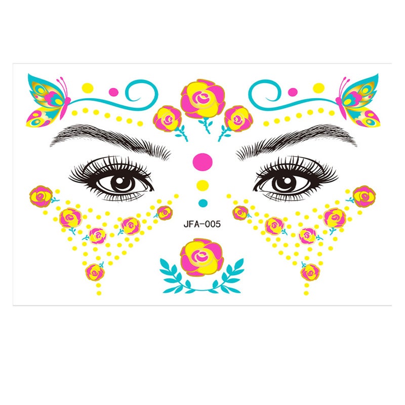 Glowing Face Patch: 1 Pc UV Reactive Fluorescent Makeup - Waterproof Sweatproof Neon Light Effect Face Sticker for Nightclub Dance Floor Use - Image 1