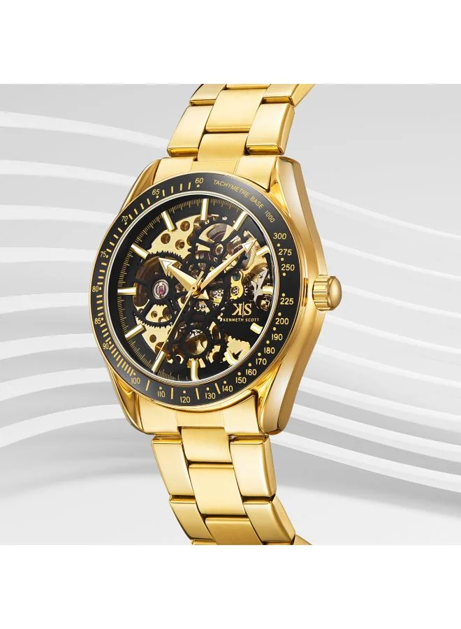 Kenneth Scott Black Men's Stainless Steel Mechanical Watch K22312-GBGB - 43 mm for Men | Best Price UAE