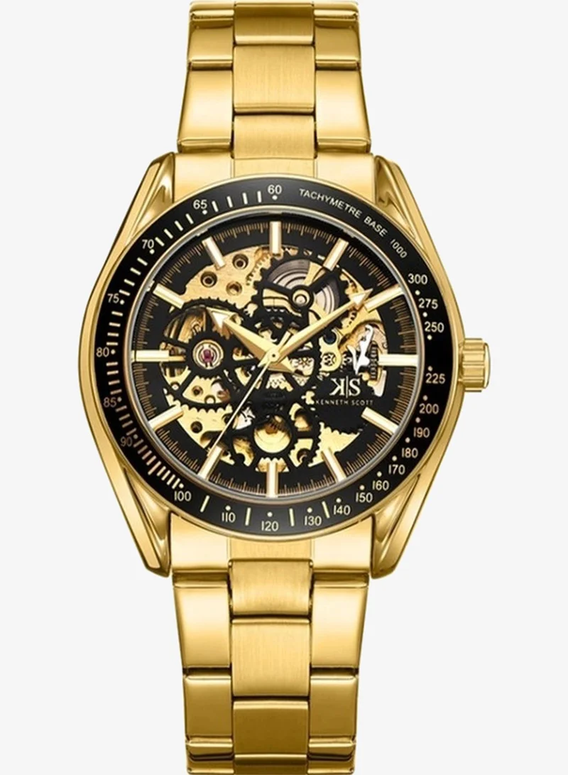 KENNETH SCOTT Men's Stainless Steel Mechanical Watch K22312-GBGB - 43 mm