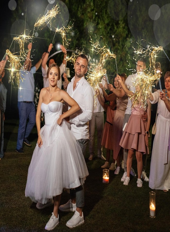 48 قطعة من عصي الزفاف المضيئة من Simgoing، مصنوعة من رقائق معدنية LED، أعواد زفاف مضيئة LED تتوهج في الظلام، أعواد وامضة، شرارات لحفلات أعياد الميلاد (ذهبية) - Image 4