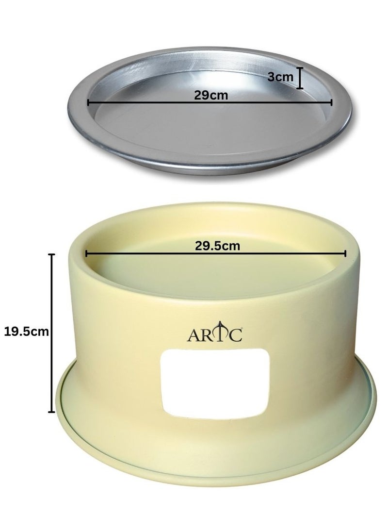 ARTC ARTC 2Pcs Portable Kunefe Sweets Warmer Stand And Cooking Plate Beige 34cm  - Image 2