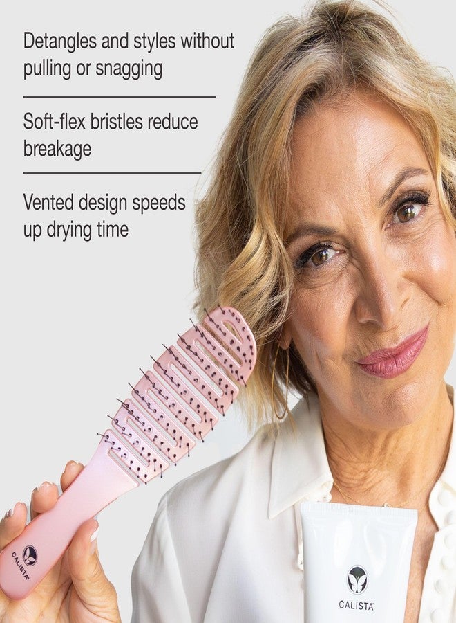 Calista Tools SMOOTHIE Brush Pink, Flexible Vented Detangler Brush for Women, Wet & Dry Hairbrush for Pain-Free Styling, Breakage Reducing Hair Brush for All Hair Types, Smoothing & Detangling Brush - Image 2