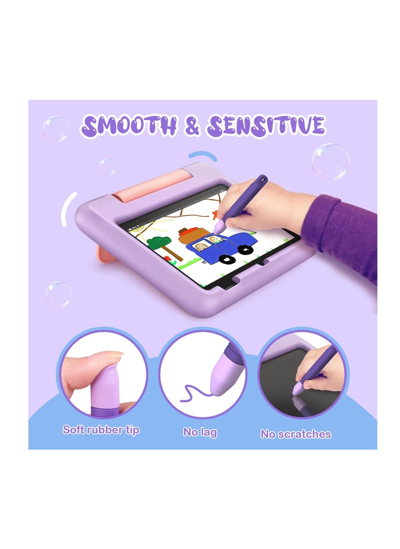 Anmi Kid-Friendly Stylus Pens for Touch Screens with Tethers - Anti-Rolling Tablet Stylus 2 Pack for Kids, Compatible with iPad, iPhone, Tablets, Kindle and All Touch Screen Devices (Blue+Purple)  - Image 2