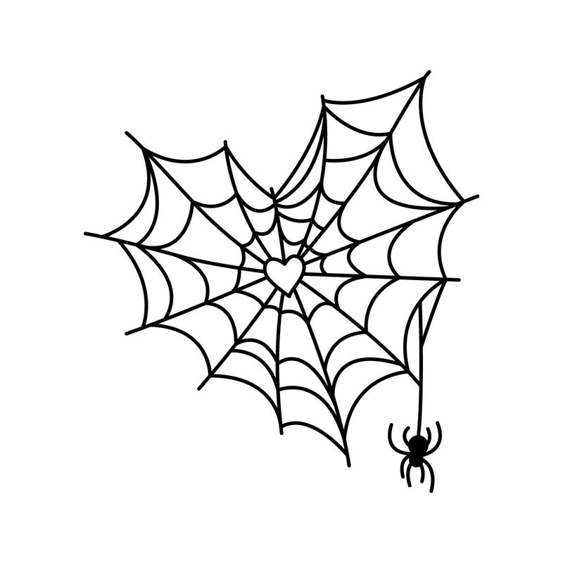 Ceybo Vinyl Wall Art Decal - Spiderweb Heart - 23.5"" x 22"" - Trendy Funny Halloween Pumpkin Shape Quote Sticker for Entryway Dining Room Kitchen Restaurant Coffee Shop Store Window Spooky Decor - Image 1