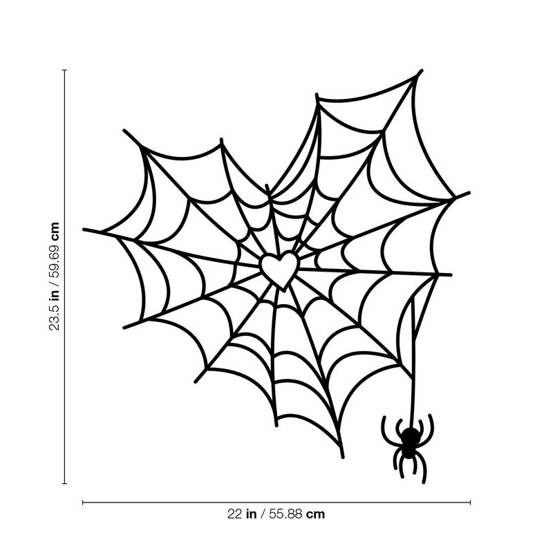 Ceybo Vinyl Wall Art Decal - Spiderweb Heart - 23.5"" x 22"" - Trendy Funny Halloween Pumpkin Shape Quote Sticker for Entryway Dining Room Kitchen Restaurant Coffee Shop Store Window Spooky Decor - Image 4
