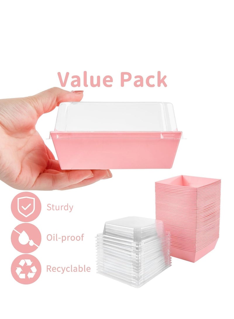 50 Pack Bakery Boxes  Small Dessert Boxes To Go  4 Inch Paper Mini Cake Boxes, Clear Treat Boxes, Disposable Cookie Cake Slice Containers for Charcuterie, Strawberries, Baked Goods - Image 3
