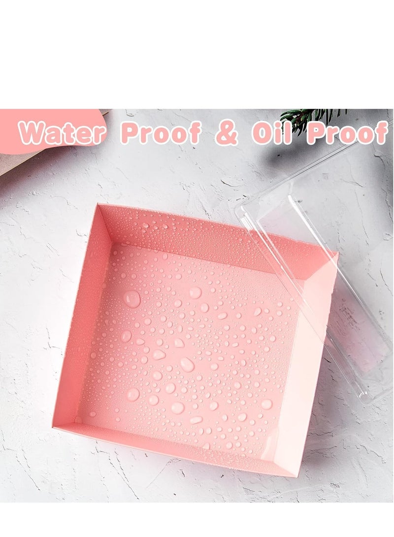 50 Pack Bakery Boxes  Small Dessert Boxes To Go  4 Inch Paper Mini Cake Boxes, Clear Treat Boxes, Disposable Cookie Cake Slice Containers for Charcuterie, Strawberries, Baked Goods - Image 4