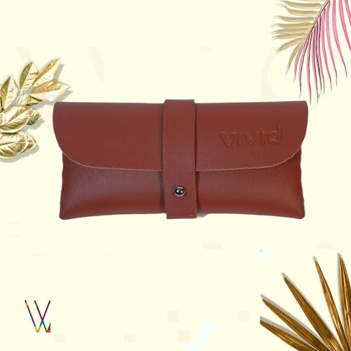 VIVID Vision Unisex Eyewear Case Cover Brown | PU Leather Spectacle Box with Soft Tricot Lining | Lightweight Protective Glasses Pouch | Slim Specs Holde | XV- CD-03-BROWN - Image 2