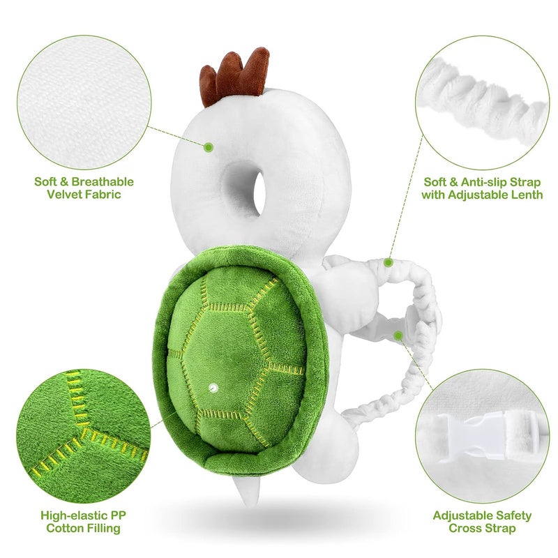 Mounting UP Baby Toddler Head Protector Backpack Head Safety Pad Adjustable Backpack Baby Head Protection for Infant Toddler  Walker Walking  Crawling Cute Tortoise - Image 2
