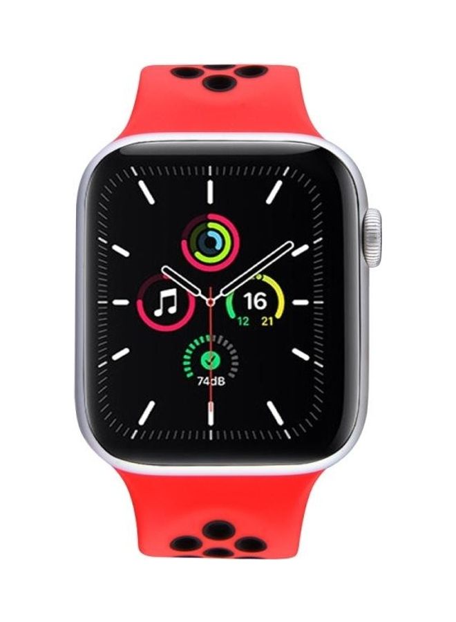NIBEMINENT Elastic Silicone Watchband For Apple Watch Series 1/2/3/4/5/6/7/SE 42-44-45mm Red/Black - Image 5