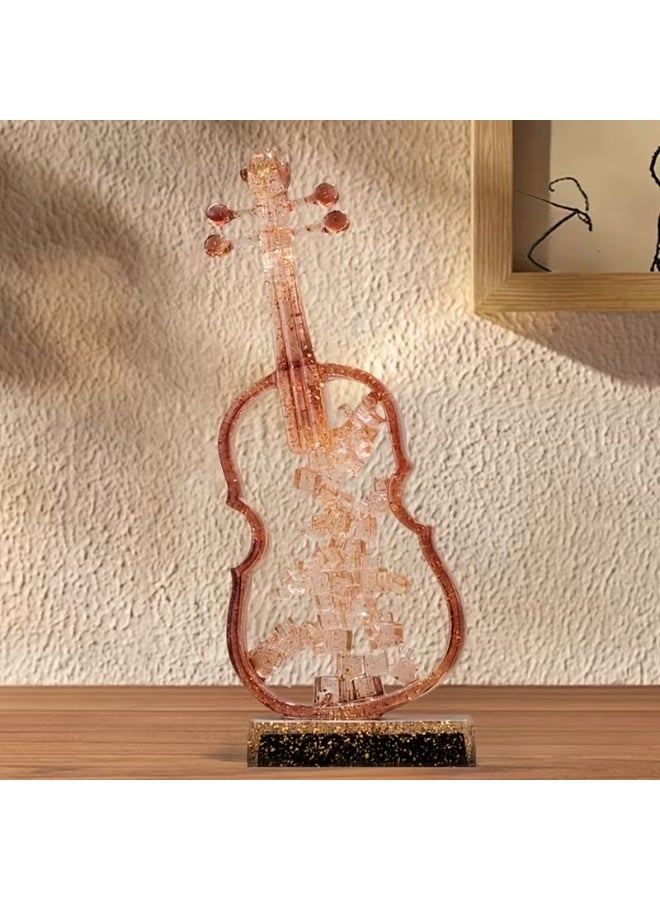 إيروريكس مجسم كمان شفاف من الرزين – قطعة ديكور موسيقية بتصميم مجوف وواقعي للكمان، مناسبة للمنزل، طاولة التلفاز، الرفوف أو المدفأة – مجسم آلة موسيقية أنيق، بدون الحاجة للكهرباء، قطعة فنية من الرزين - Image 2