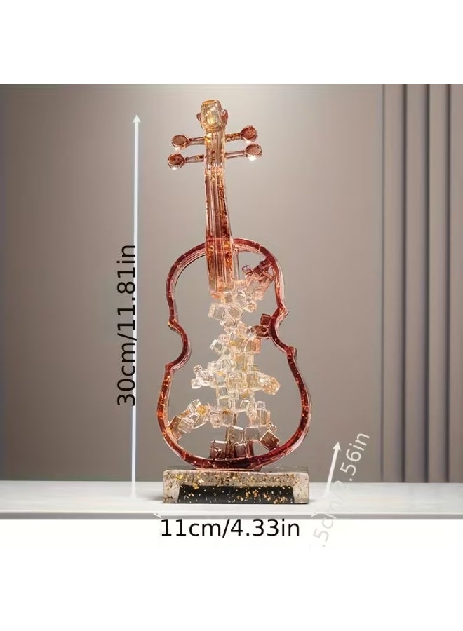 إيروريكس مجسم كمان شفاف من الرزين – قطعة ديكور موسيقية بتصميم مجوف وواقعي للكمان، مناسبة للمنزل، طاولة التلفاز، الرفوف أو المدفأة – مجسم آلة موسيقية أنيق، بدون الحاجة للكهرباء، قطعة فنية من الرزين - Image 5
