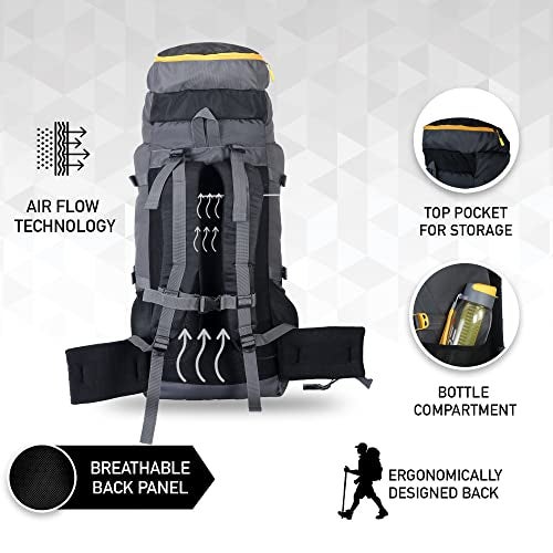 Impulse Loops 6 Compartment Rucksack Bags 75 Litres Travel Bag For Men Tourist Bag For Travel Backpack For Hiking Trekking Bag For Men Camping With 1 Year Warranty(Black) - Image 5