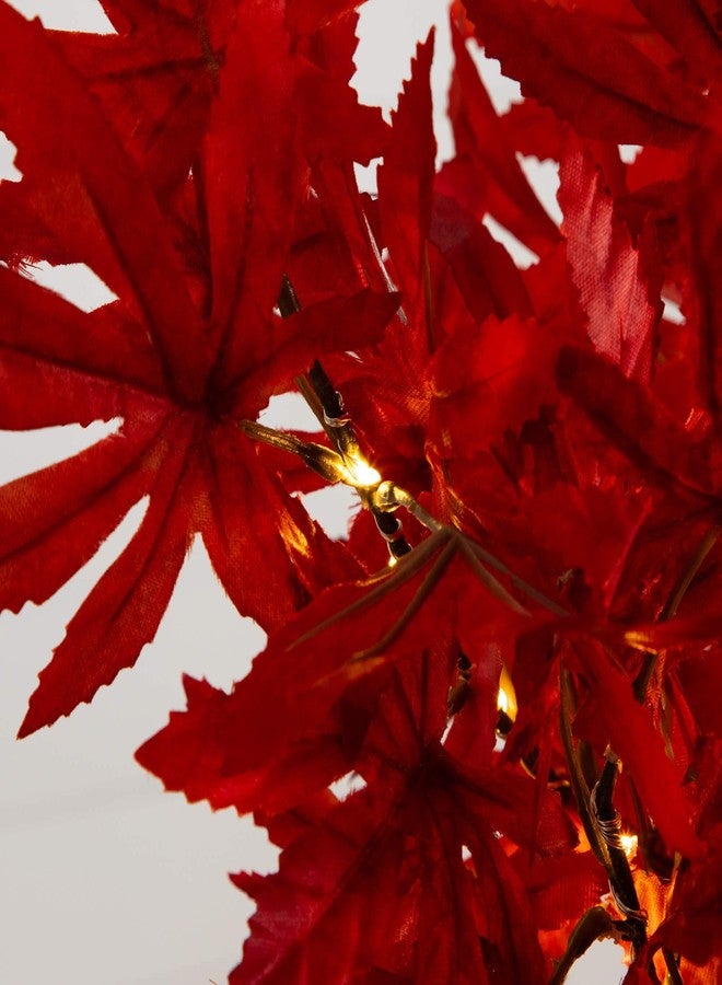Nearly Natural 2ft Pre-Lit Red Autumn Maple Artificial Fall Tree with 50 Warm White LED Lights - Image 4