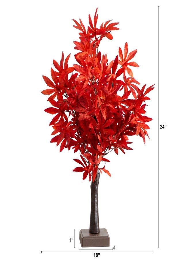 Nearly Natural 2ft Pre-Lit Red Autumn Maple Artificial Fall Tree with 50 Warm White LED Lights - Image 2