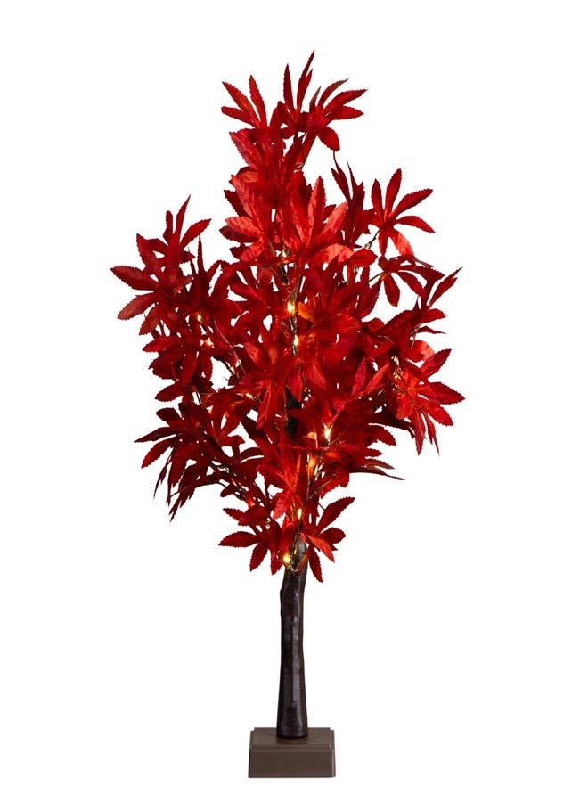 Nearly Natural 2ft Pre-Lit Red Autumn Maple Artificial Fall Tree with 50 Warm White LED Lights - Image 1