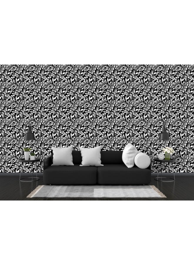 Home Gallery Seamless Black Leaves Pattern  Fabric Wallpaper Covers An Area ​​Up To 4.2Mx3M With Adhesive  And Smoothing Tool  - Image 5