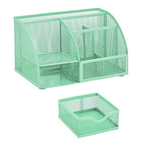 Annova Mesh Desk Organizer Office with 7 Compartments + Drawer/Desk Tidy Candy/Pen Holder/Multifunctional Organizer (Green23) - Image 5