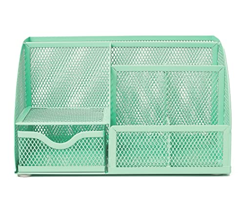 Annova Mesh Desk Organizer Office with 7 Compartments + Drawer/Desk Tidy Candy/Pen Holder/Multifunctional Organizer (Green23) - Image 3