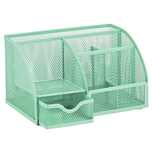 Annova Mesh Desk Organizer Office with 7 Compartments + Drawer/Desk Tidy Candy/Pen Holder/Multifunctional Organizer (Green23) - Image 4
