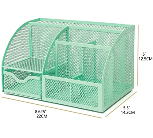 Annova Mesh Desk Organizer Office with 7 Compartments + Drawer/Desk Tidy Candy/Pen Holder/Multifunctional Organizer (Green23) - Image 2