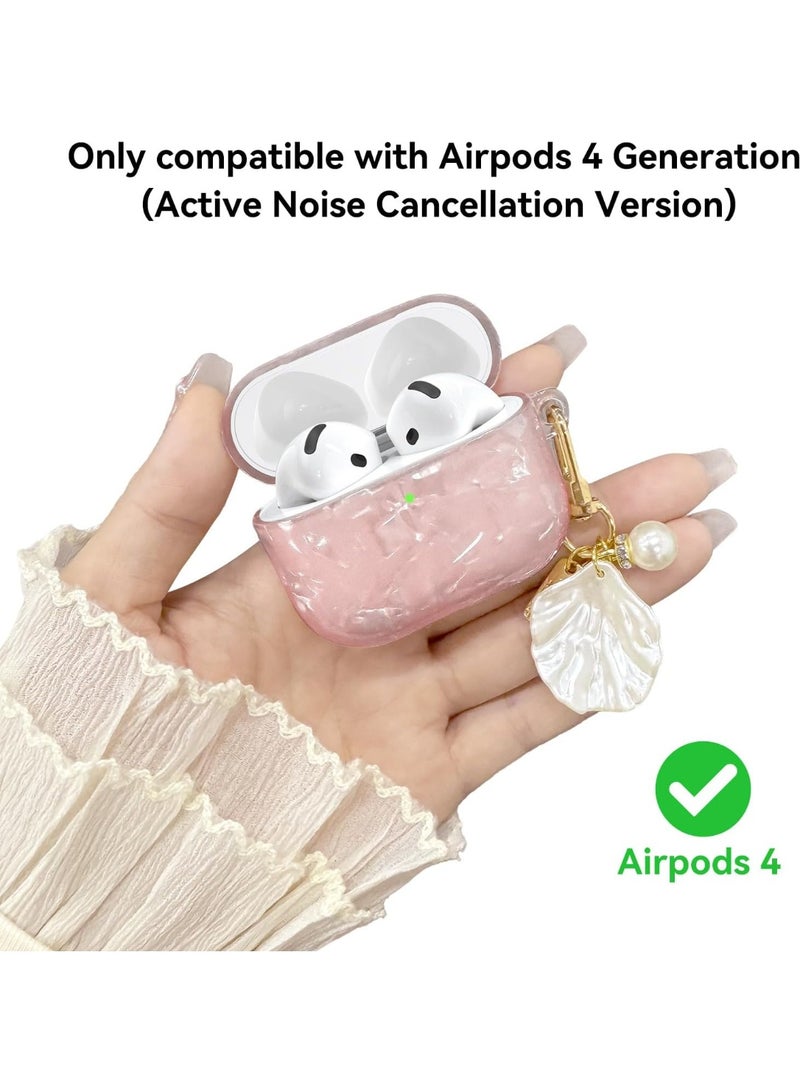 متوافق مع غطاء AirPods 4 إصدار 2024، غطاء حماية لطيف من مادة TPU لسماعات AirPods مع مجموعة تنظيف وملحقات حبل تعليق للنساء والفتيات (وردي) - Image 2