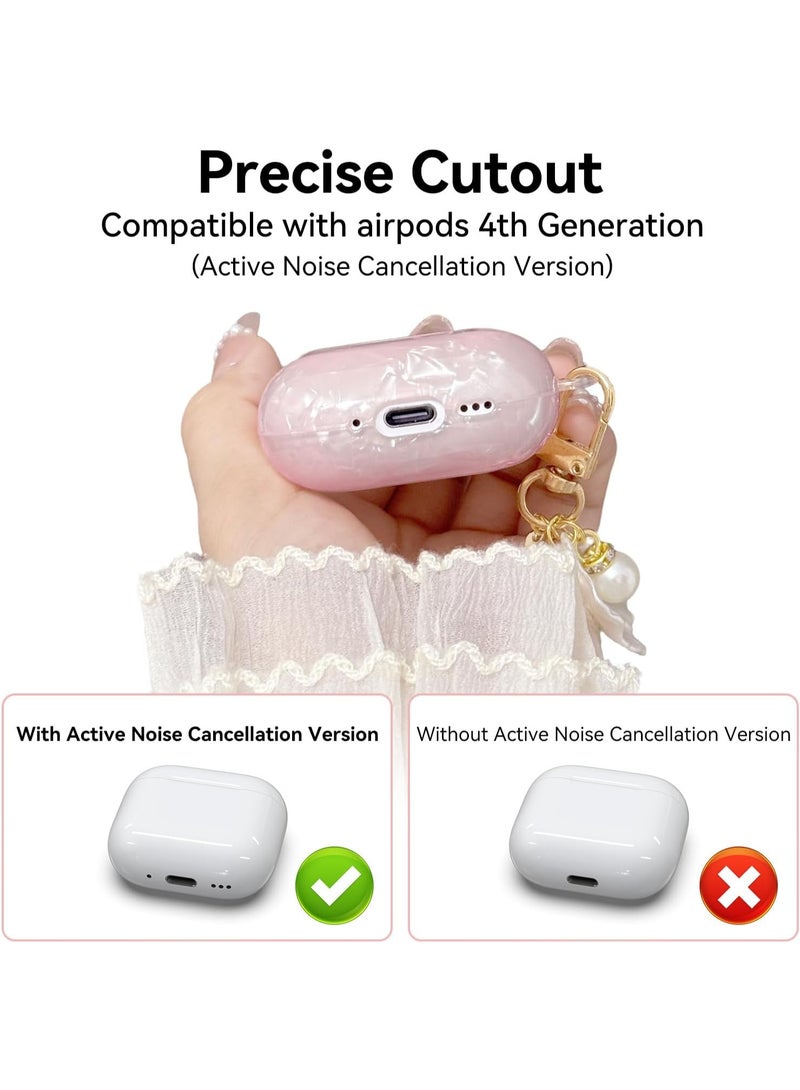 متوافق مع غطاء AirPods 4 إصدار 2024، غطاء حماية لطيف من مادة TPU لسماعات AirPods مع مجموعة تنظيف وملحقات حبل تعليق للنساء والفتيات (وردي) - Image 4