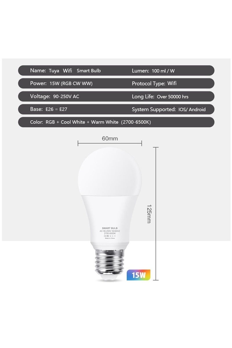 تويا لمبة ذكية – لمبة LED ألوان RGBCW بتقنية WiFi مع تحكم صوتي ، 5 أوضاع إضاءة، تعمل مع تطبيق Smart Life - Image 2