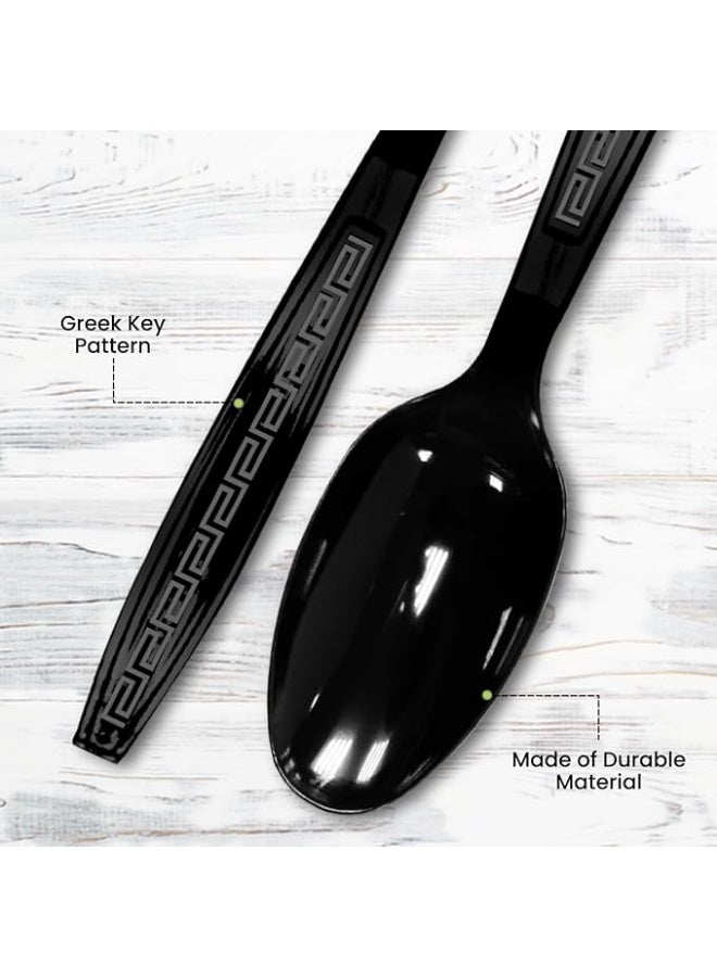 Lynacz Original 50 Pieces Black Plastic Spoon - Heavyweight Reusable Spoon, Heavy Duty Black Cutlery - Plastic Utensils - Perfect for Dinner and Restaurants - Image 2