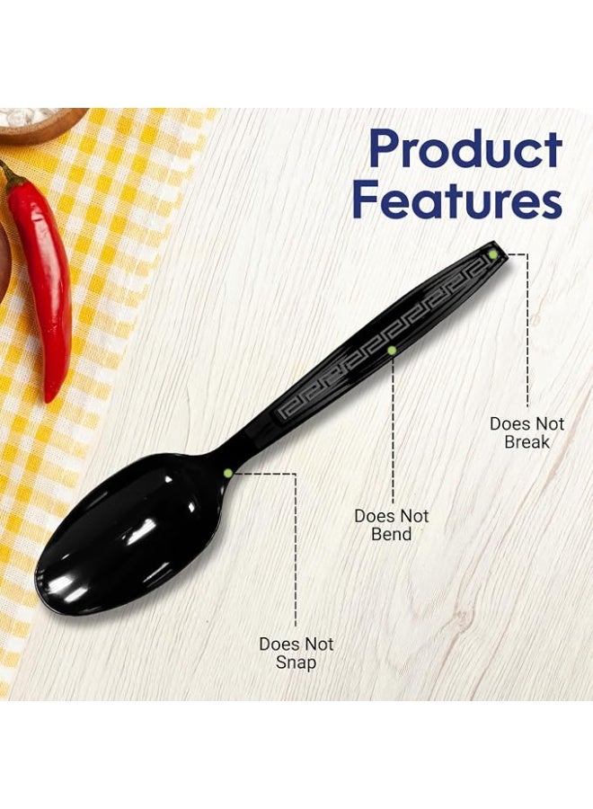 Lynacz Original 50 Pieces Black Plastic Spoon - Heavyweight Reusable Spoon, Heavy Duty Black Cutlery - Plastic Utensils - Perfect for Dinner and Restaurants - Image 5