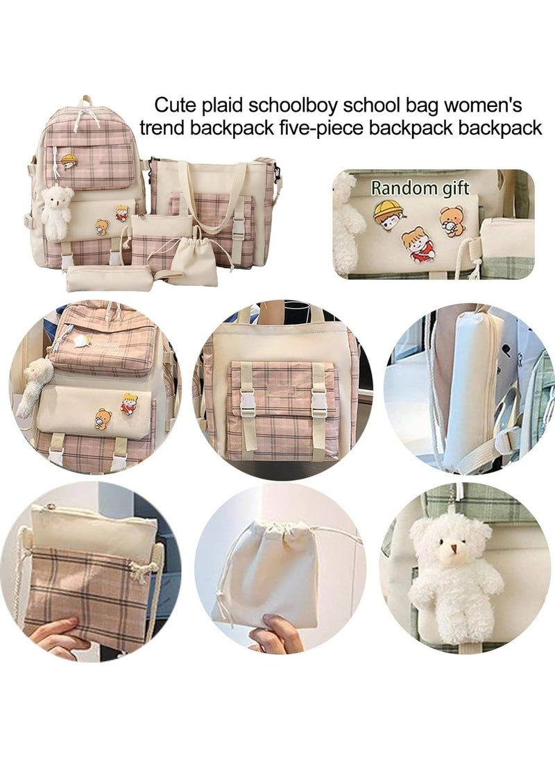 AUTOYSUR 5 Pcs Backpack Set,Kids Backpacks,School Bag for Kids,Back to School Book Bag Backpack for Teen,Cartoon Travel Backpack,Shoulder Bag,Handbag (Pink) - Image 5