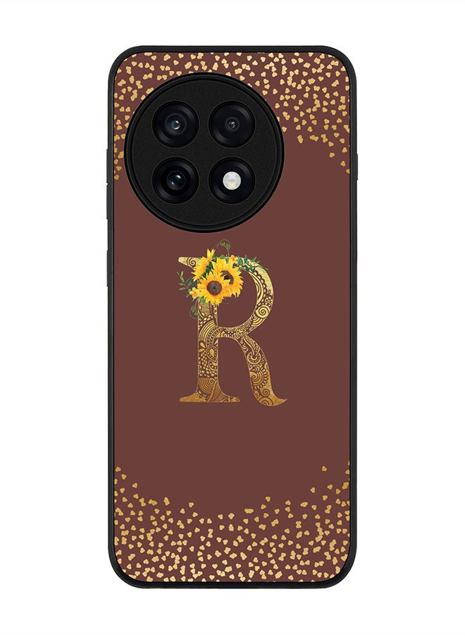 Stylizedd For OnePlus 13R / Ace 5 Pro Case,Slim fit Camera Protection, Shockproof Thin Phone cover  - Custom Floral Monogram - R  (Brown )
