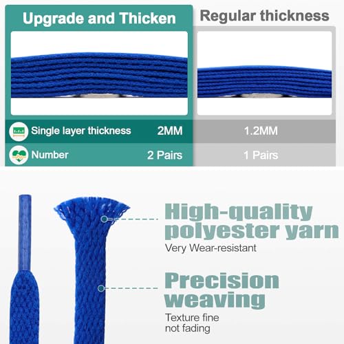 DELELE 2 Pair 79 inch Flat Shoe laces 5/16" Wide Shoelaces for Athletic Running Sneakers Shoes Boot Strings White - Image 3
