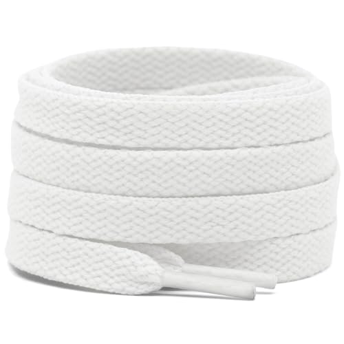 DELELE 2 Pair 79 inch Flat Shoe laces 5/16" Wide Shoelaces for Athletic Running Sneakers Shoes Boot Strings White - Image 1