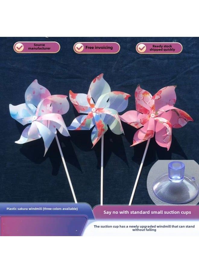 Generic - Macaron Flower Classroom Opening Year's Day June 1 Graduation Decoration Matching Sucker White Blue Double Color-Color:Six-leaf Solid Color 10 Pieces (eight Colors Available (comes With Base And Pole) - Image 1