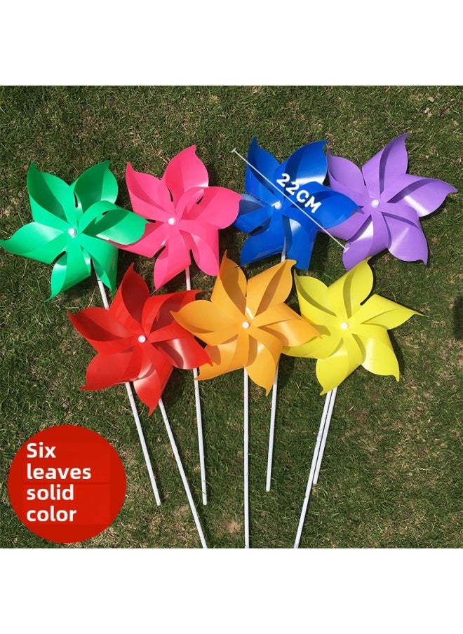 Generic - Macaron Flower Classroom Opening Year's Day June 1 Graduation Decoration Matching Sucker White Blue Double Color-Color:Six-leaf Solid Color 10 Pieces (eight Colors Available (comes With Base And Pole) - Image 1