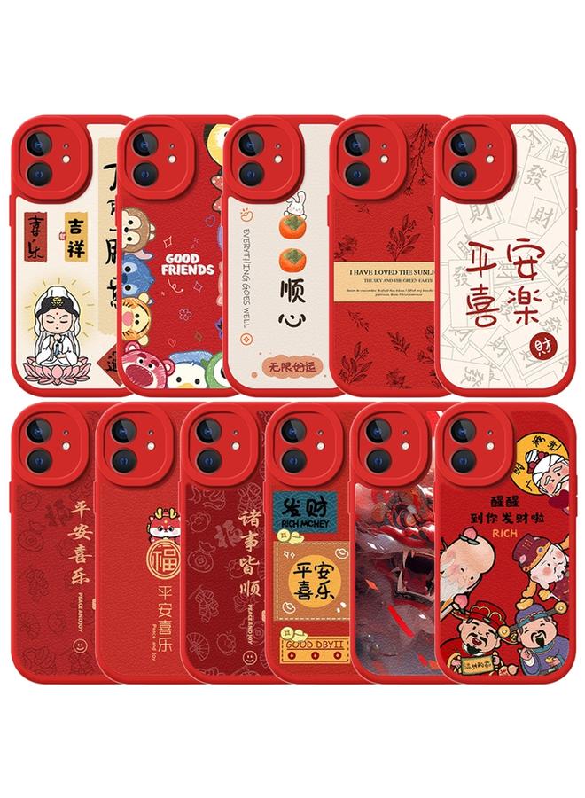 زبون جراب لهاتف iPhone 12 مصنوع من جلد الضأن بتصميم رأس السنة الجديدة، جراب هاتف بتغطية كاملة - Image 2