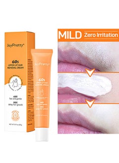 JoyPretty 60s Upper Lip Hair Removal Cream, Hair Removal Cream For Upper Lip Face And Chin Fast And Gentle With 30X Delay Hair Growth Moisturizing Hair Removal With Almond Oil And Aloe Vera Extract 20g  - Image 1