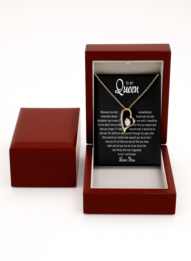 LUXUS™ Love Heart Necklace for My Queen - 18K Gold Finish, Inspirational Jewelry for Wife or Girlfriend, Empowering Message Pendant, Thoughtful Gift for Her (Luxury Gift Box) - Image 2