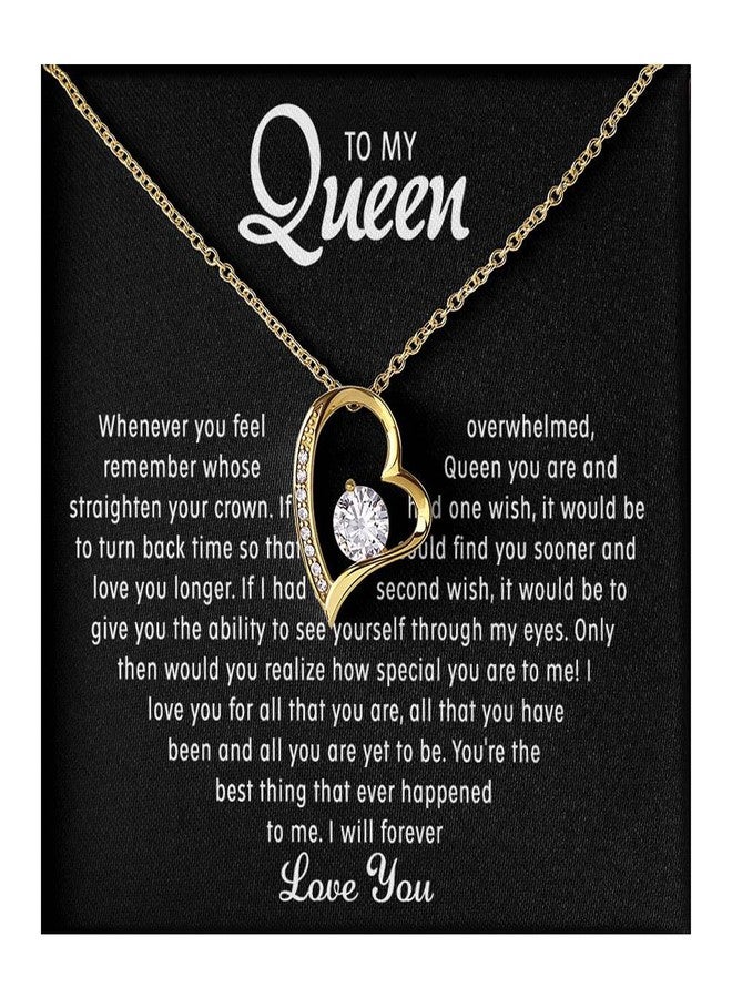LUXUS™ Love Heart Necklace for My Queen - 18K Gold Finish, Inspirational Jewelry for Wife or Girlfriend, Empowering Message Pendant, Thoughtful Gift for Her (Luxury Gift Box) - Image 1