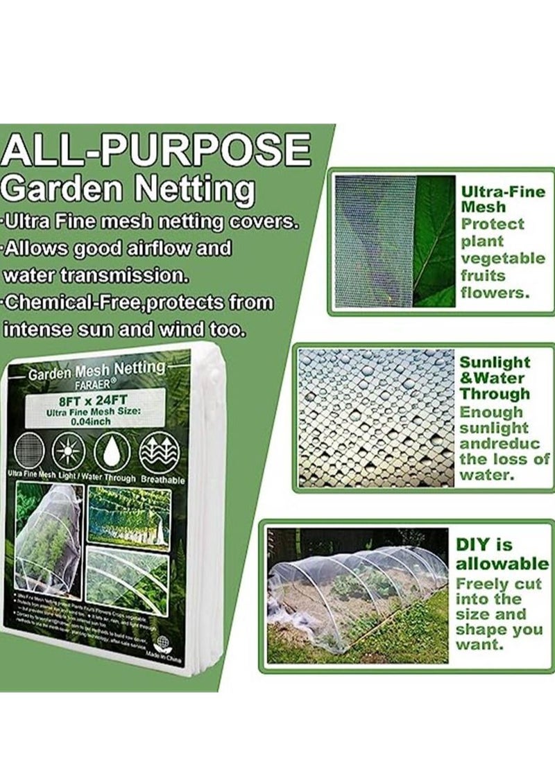 Generic - Ultra Fine Garden Mesh Netting, FARAER Plant Covers 8'x24' Garden Netting for Protect Vegetable Plants Fruits Flowers Crops Greenhouse Row Cover Protection Mesh Net Patio Gazebo Screen Barrier Net - Image 1