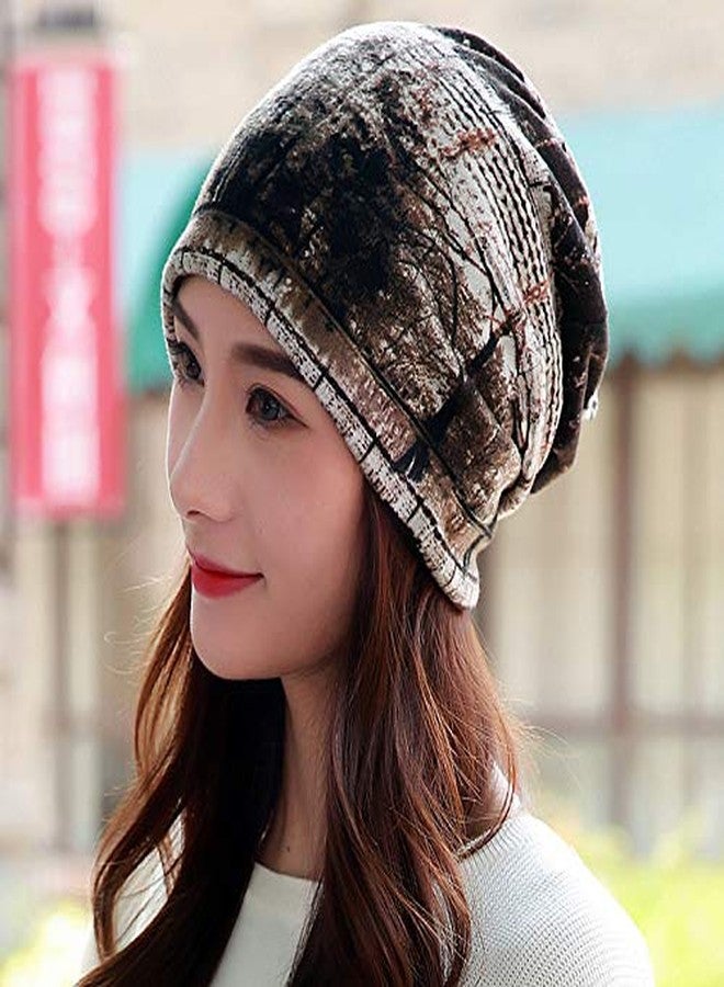 Alexvyan Brown Tree Design Ponytail Beanie Winter Cap Bandanas Headwear Crochet Knit Cap Skull Beanies Warm Caps Female Knitted Stylish Hat for Women's Girls & Ladies Fashion,Free Size - Image 2