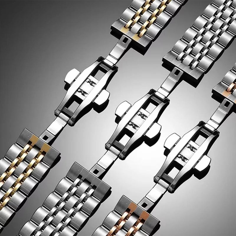 إيروريكس سوار ساعة Amazfit T-Rex 3 من الفولاذ المقاوم للصدأ مع مشبك فراشة وسبع حبات (أسود) - Image 4